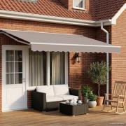 vidaXL Elmarkisram med LED-lampor Vit 4 × 3 m Aluminium