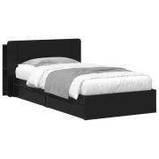 vidaXL Sängram med förvaring Svart 75 x 190 cm Konstruerat trä