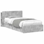 vidaXL Sängram med förvaring Betonggrå 75 x 190 cm Konstruerat trä