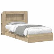 vidaXL Sängram med förvaring Sonoma-ek 90 x 190 cm Konstruerat trä