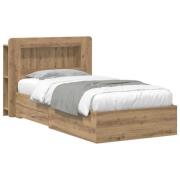 vidaXL Sängram med förvaring Artisan-ek 80 x 200 cm Konstruerat trä