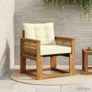 vidaXL Utomhus Mellansoffa Massivt Akaciaträ och Textilene Naturlig