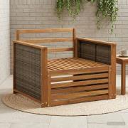 vidaXL Utomhus Mellansoffa Massivt Akaciaträ Naturlig