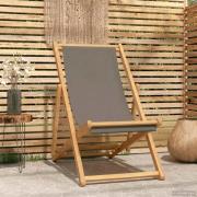 vidaXL Strandstol Taupe Massivt teakträ