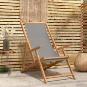 vidaXL Strandstol Ljusgrå Massivt teakträ