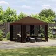 vidaXL Trädgårdsgazebo med sidoväggar 3 x 3 m Brun Polyester och Stål