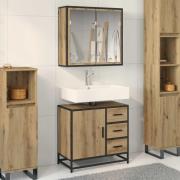 vidaXL Badrumsmöbelset med låda 2 pcs Artisan Ek Konstruerat trä