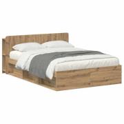 vidaXL Sängram med förvaring Artisan-ek 135 x 190 cm Konstruerat trä