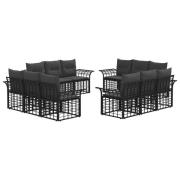 vidaXL Utomhussoffset med kudde 12 pcs Svart och Mörkgrå Polyester