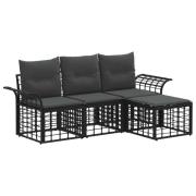 vidaXL Utomhussoffset med kudde 4 pcs Svart och Mörkgrå Polyester