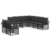 vidaXL Utomhussoffset med kudde 9 pcs Svart och Mörkgrå Polyester