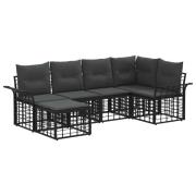 vidaXL Utomhussoffset med kudde 6 pcs Svart och Mörkgrå Polyester
