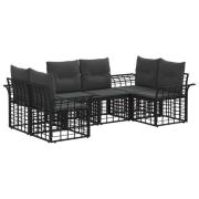 vidaXL Utomhussoffset med kudde 6 pcs Svart och Mörkgrå Polyester
