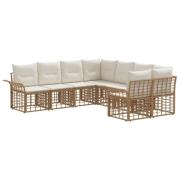 vidaXL Utomhussoffset med kudde 8 pcs Naturlig och Creamvit Polyester