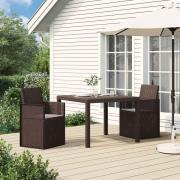 vidaXL Trädgårdsmatstolar 2 pcs Brun och ljusgrå PP