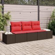 vidaXL Soffset med kudde 3 pcs Brun konstrotting