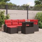 vidaXL Trädgårdsoffset med lagring 7 pcs Brun och Röd konstrotting