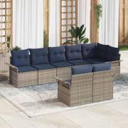 vidaXL Trädgårdsoffset med lagring 8 pcs Grå konstrotting