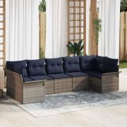 vidaXL Trädgårdsoffset med lagring 7 pcs Grå Poly rattan