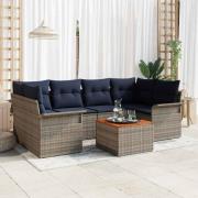 vidaXL Trädgårdsoffset med lagring 7 pcs Grå och Marinblå konstrotting