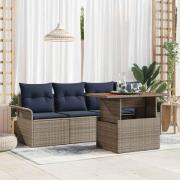 vidaXL Trädgårdsoffset med lagring 5 pcs Grå Poly rattan