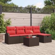 vidaXL Soffset med kudde med lagring Brun och Röd konstrotting