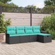 vidaXL Trädgårdsoffset med kudde med lagring 5 pcs Poly rattan