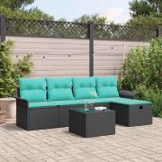 vidaXL Trädgårdsoffset med kudde med lagring 6 pcs Poly rattan