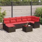 vidaXL Trädgårdsoffset med kudde med lagring 8 pcs Poly rattan