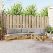 vidaXL Utomhussoffset med kudde 6 Stycke Vit och ljusgrå