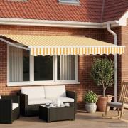 vidaXL Manuell utdragbar markis med LED-lampor Gul och Vit 2,5 x 2 m