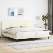 vidaXL Sängram med huvudgavel Gräddvit 200 x 200 cm Kordread tyg