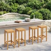 vidaXL Barpall 4 pcs Brun Massivt teakträ