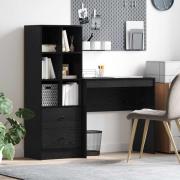 vidaXL Skrivbord med låda med hylla med lagring 2 pcs Svart Ek