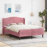 vidaXL Sängram med huvudgavel 2 pcs Rosa 120 x 190 cm Sammet