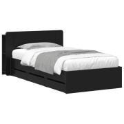vidaXL Sängram med förvaring Svart 75 x 190 cm Konstruerat trä