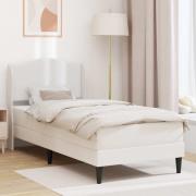 vidaXL Sängram med huvudgavel Vit 90 x 200 cm Konstläder