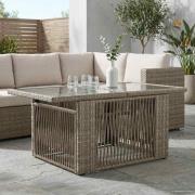 vidaXL Trädgårdsbord Grå 100 x 55 x 37 cm PE Rattan och Glas