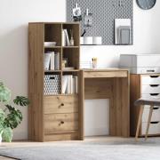 vidaXL Skrivbord med låda med hylla med lagring 2 pcs Artisan Ek