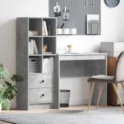 vidaXL Skrivbord med låda med hylla med lagring 2 pcs Betonggrå