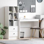 vidaXL Skrivbord med låda med hylla med lagring 2 pcs Vit
