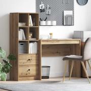 vidaXL Skrivbord med låda med hylla med lagring 2 pcs Artisan Ek