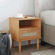 vidaXL Sängbord SENJA rottinglook brun 40x35x48 cm massiv furu