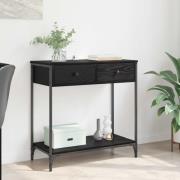 vidaXL Konsolbord med låda Svart Ek 75 x 34,5 x 75 cm Konstruerat trä