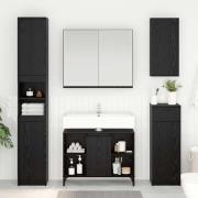 vidaXL Diskbänksskåp Svart Ek 80 x 33 x 60 cm Konstruerat trä och järn