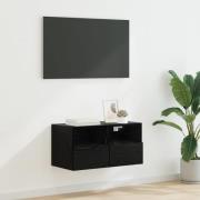 vidaXL TV Vägghylla Svart Ek 60 x 30 x 30 cm Konstruerat trä