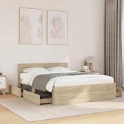vidaXL Sängram med låda 2 pcs Sonoma 137 x 188 cm Konstruerat trä