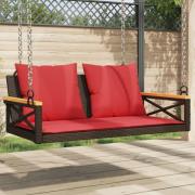 vidaXL Gungbänk med dynor brun 109x62x40 cm konstrotting