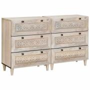 vidaXL Sideboard 2 pcs Vit 120 x 33,5 x 75 cm massivt mangoträ