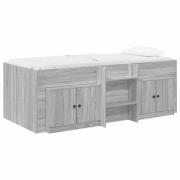 vidaXL Loft sängram med skåp med dörr 3 pcs Grå Sonoma Konstruerat trä